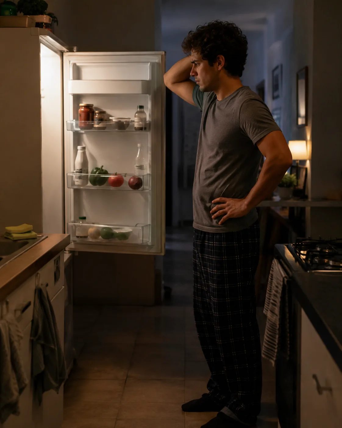 Persona sin saber qué cocinar